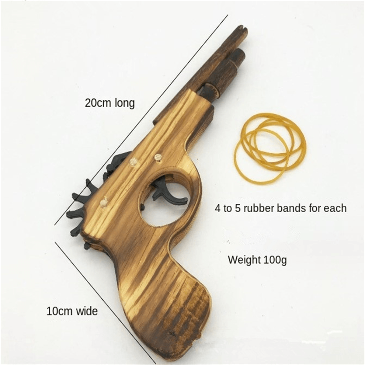 A Wooden Repeating Rubber Band Pistol Rubber Band No. 13 Small DoubleBarreled Wooden Gun Short
