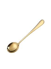 1入/5入/10入不鏽鋼匙,圓角形狀,北歐風格,湯匙,冰淇淋匙 - 金色5件套 - 查看 9