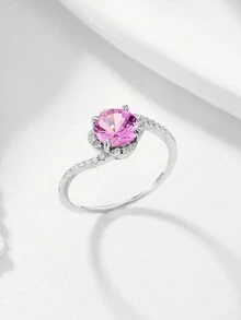 1pc 925 Sterling Silver Twisted Flower Ring With Zirconia For Women, Suitable For Daily Wear, Banquet, Festivals, Gifts - Flower Twist Arm - View 7