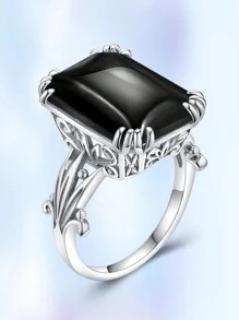 Geometric Decor Silver Ring