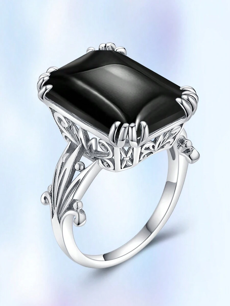 Geometric Decor Silver Ring