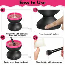 電動化妝刷清洗器,便攜式usb供電化妝刷清洗機,化妝刷清洗工具,她最佳的禮物（不含usb電纜） - 黑色 - 查看 3