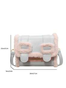 1 件時尚毛絨 Pu 斜挎包,優雅、精緻、奢華、華麗設計,非常適合通勤、旅行、情人節,簡單而別緻,大容量,適合女士冬季作為肩背包或斜挎包攜帶 - 藍色 - 查看 9