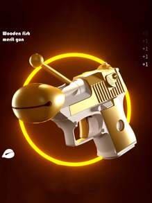 Wooden Fish-Shaped Stress-Relieving Gun Toy For Teenager, Desert Eagle-Shaped Rabbit Gun And Small Pistol Gun 1pc - Gold - View 2