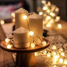 A String Of Led Small Round Ball Lights Powered By No. 5 Batteries, Suitable For Indoor And Outdoor Decoration Such As Bedroom, Courtyard, Garden, Park, With Warm Or Colorful Light Options. There Are 10 Lights For 1.5-Meter Length, 20 Lights For 3-Meter Length, 40 Lights For 6-Meter Length, And 100 Lights For 10-Meter Length. (Batteries Not Included)