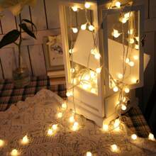 A String Of Led Small Round Ball Lights Powered By No. 5 Batteries, Suitable For Indoor And Outdoor Decoration Such As Bedroom, Courtyard, Garden, Park, With Warm Or Colorful Light Options. There Are 10 Lights For 1.5-Meter Length, 20 Lights For 3-Meter Length, 40 Lights For 6-Meter Length, And 100 Lights For 10-Meter Length. (Batteries Not Included)