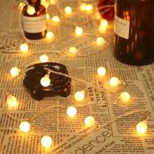 A String Of Led Small Round Ball Lights Powered By No. 5 Batteries, Suitable For Indoor And Outdoor Decoration Such As Bedroom, Courtyard, Garden, Park, With Warm Or Colorful Light Options. There Are 10 Lights For 1.5-Meter Length, 20 Lights For 3-Meter Length, 40 Lights For 6-Meter Length, And 100 Lights For 10-Meter Length. (Batteries Not Included)
