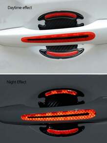 8 件裝通用車門防撞條、把手和碗保護貼紙、碳纖維乙烯基包裹、反光貼紙、帶滴膠 - 紅色 - 查看 2