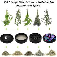 1 套 2.4 英寸大型研磨机套装，带金属滚动托盘，适用于万圣节节日香烟配件，卷烟托盘套装，适合吸烟 - 精美蘑菇，送给朋友和家人的礼物 - 黑色 - 查看 6