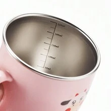 meomill 1只兒童牛奶杯,卡通圖案/sus304不鏽鋼內膽/250毫升容量/附吸管/可拆卸清潔/適用於飲用牛奶、水、湯 - 粉色 - 查看 7