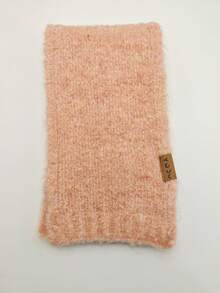 1入組秋冬季兒童厚實針織感保暖圍巾，純色簡約風格，適用於日常使用的寶寶圍巾 - 粉色 - 查看 2