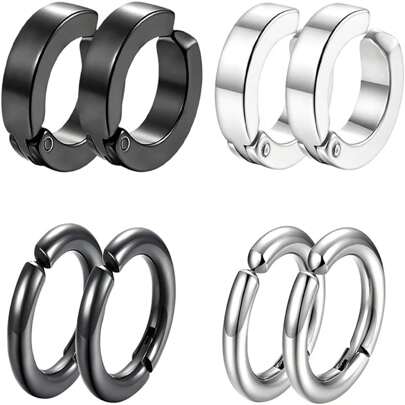 8 件无穿孔夹式耳环，高端时尚，圆形耳钉和圆形设计，