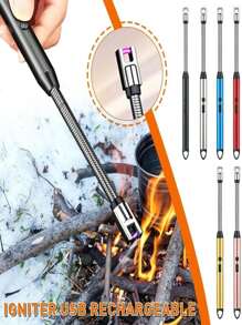 Encendedor Eléctrico Mechero Recargable USB Manguera Metalica de Rotación 360Grados - Negro - Ver 10