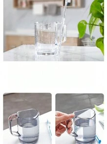 1pc Toothbrush Holder Cup With Holes, Clear Plastic Geometric Cup For Couple - Transparent brown - View 5