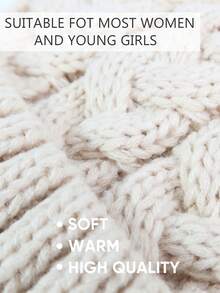 2入組高馬尾毛線帽,冬季保暖毛線帽,適合女性,柔軟彈性提花毛線帽,時尚優雅 - 黑色+米色 - 查看 3