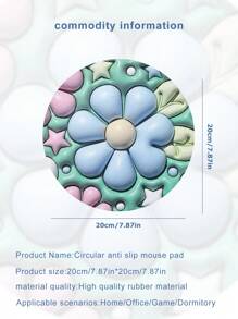 圓形辦公桌滑鼠墊橡膠底座便攜式筆記型電腦鍵盤墊防滑遊戲筆記型電腦滑鼠墊適用於小型電腦 - 彩色 - 查看 2