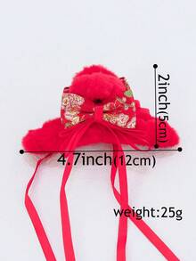 1 件青少年女孩農曆新年和聖誕節紅色髮飾,秋冬帶毛絨刺繡兔子和流蘇,4.5 英寸中號髮夾 - 紅色 - 查看 4