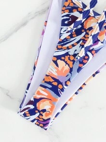 新品时尚性感全印花三角杯上衣和丁字裤比基尼套装夏季