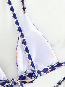 新品时尚性感全印花三角杯上衣和丁字裤比基尼套装夏季