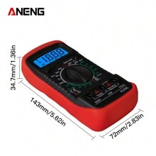 Aneng Xl830l 數位液晶萬用電錶專業電壓表電流錶帶絲交流直流歐姆電壓測試器袖珍萬用電錶 - 紅色 - 查看 4