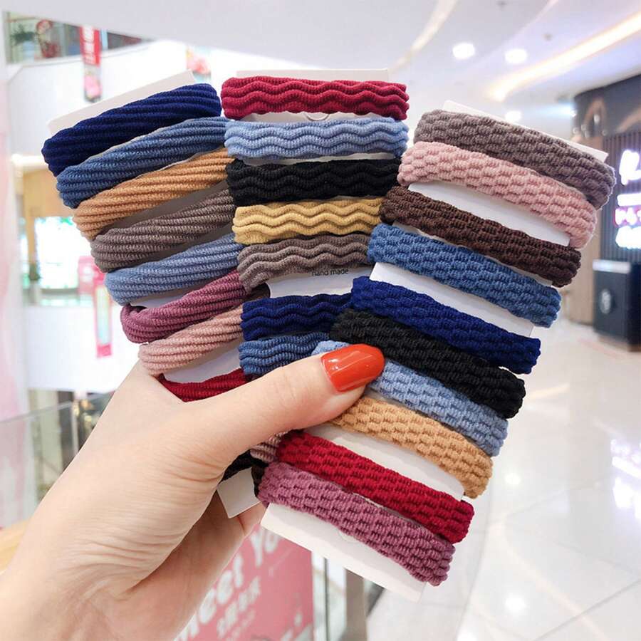 10pcs Morandi Color Seamless Hair Ties Set - Fashionable  - Decorative Hair Accessories - Random Style - View 1