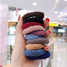 10pcs Morandi Color Seamless Hair Ties Set - Fashionable  - Decorative Hair Accessories - Random Style - View 4