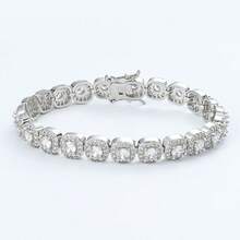 1 件嘻哈風格立方氧化鋯方形糖果手鍊適合男女日常佩戴和嘻哈派對 - 白色 - 查看 3