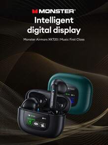 Monster Xkt20 被动降噪半入耳式无线耳机，拥有 5.4 小时超长续航、游戏模式、高保真音乐、多模式、麦克风，适合运动 - 綠色 - 查看 3