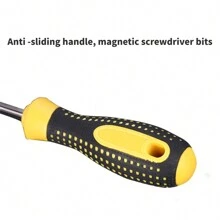 2 件多功能螺絲起子套裝,工業家用十字一字螺絲刀,帶橡膠手柄的磁性螺絲刀,維修工具螺絲刀套裝,十字和一字螺絲刀,防滑手柄,適合各種維修工作 - 黃色 - 查看 4