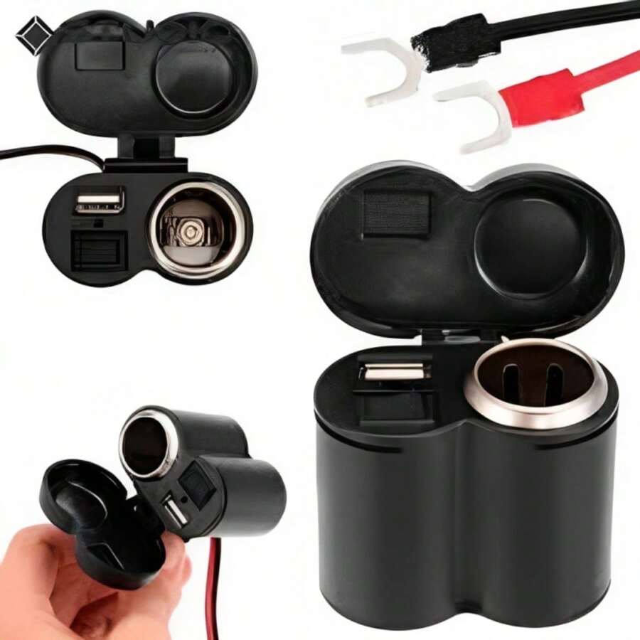 Cargador  Para Motocicleta Universal USB Celulares Moviles Impermeable - Negro - Ver 1