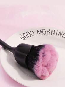 1入粉紅色玫瑰花造型指甲塵刷,適用於指甲彩妝、、腮紅、清潔和修剪 - 黑色 - 查看 3