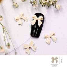 樹脂美甲蝴蝶結裝飾材料,仙女霧面 3d 小蝴蝶結,美甲配件 - 杏色 - 查看 2