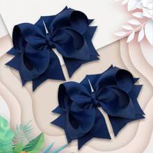 2Pcs 5 Inch Hair Bow Fashionable Teenagers Hair Bows With Clips For Festivals - White - View 2