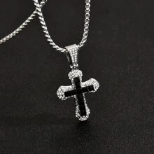 1pc New Simple & Full Rhinestone Cross Pendant Necklace, Fashionable Accessories - Trend - View 2