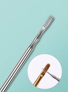 水晶笔不锈钢清洁梳，带双头刷和笔，适用于水晶液体，耐腐蚀。结合钢针和眉梳，美甲用品，美甲工具，美甲工具，返校，指甲，按压指甲用美甲工具 - 銀色 - 查看 3