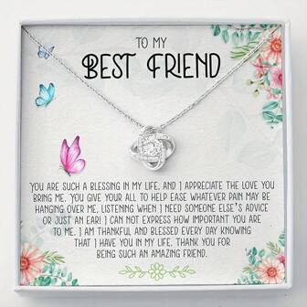 REEBONZ Love Knot Necklace To My Best Friend, Best Friend Birthday Gift, Friends Forever, Necklace With Message Card And Gift Box Christmas Gift