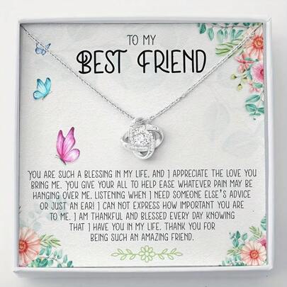 REEBONZ Love Knot Necklace To My Best Friend, Best Friend Birthday Gift, Friends Forever, Necklace With Message Card And Gift Box Christmas Gift
