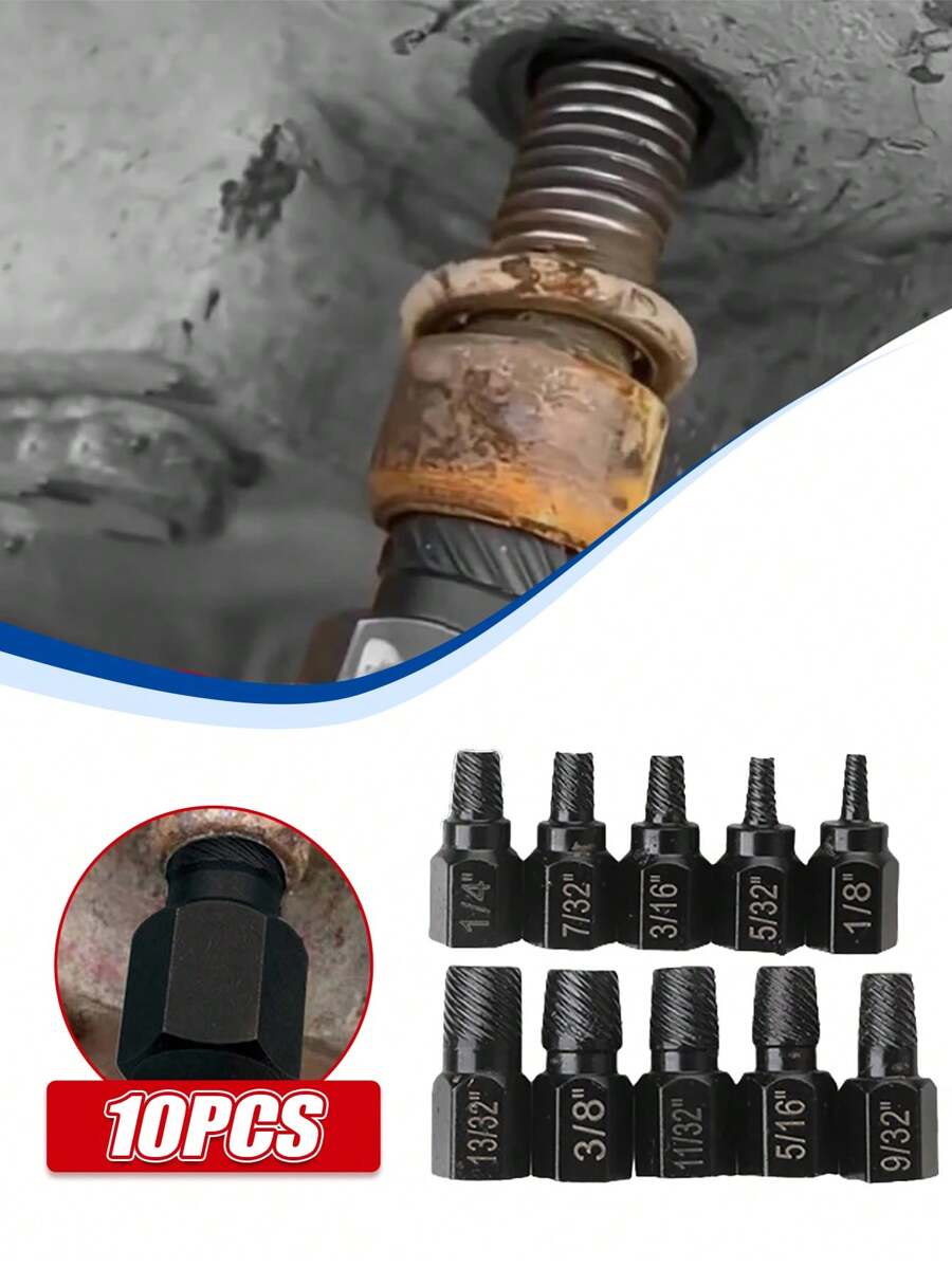 10 Piece Screw Puller Set Alloy Steel Damaged Screw Puller Set Easy To