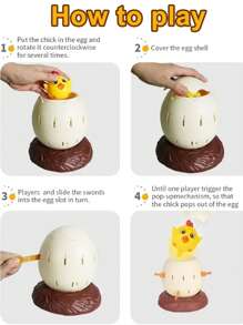 Sword Insertion Chicken Pirate Bucket New Strange Trick Board Game Party Party Multi Player Interactive Game Egg Sword Insertion Game Pop Up Chicken Puzzle Game - Yellow - View 3