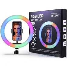 Aro De Luz Profesional Maquillaje Led Iluminacion Fotografia COLORES, Aro De Luz Led 18 Pulgadas Rgb Colores Touch + Tripie 256 FOCOS - Multicolor - Ver 2