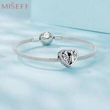 MISEFF 1 件正品 S925 纯银永恒之心家庭珠温变色吊坠适合手链项链，奢华 DIY 珠宝礼物，适合女性