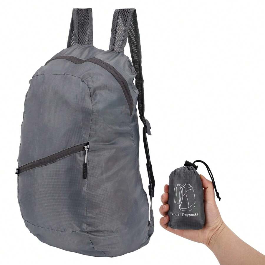 20L Foldable Backpack Ultra Lightweight Backpack Portable Hiking Backpack Waterproof Foldable Rucksack Multi-Functional Casual Daypack Outdoor Camping Mountaineering Hiking Daypack - Grey - View 1