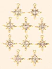 10 件裝時尚精緻金色立體八角星鋅合金吊墜 Diy 耳環吊墜材質配件 - 金色 - 查看 5