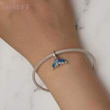 MISEFF 1PC 925 Sterling Silver Marine Creature  Mermaid Tail Beads  Pendant Charms Fit Bracelets Necklace Luxury Women DIY Gift Jewelry Making - Blue - View 3