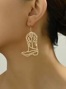 1 Pair Retro Vintage Western Cowboy Cowgirl Boot Earrings In 18k Gold, Silver, Coffee Color, Suitable For Women's Daily Wear, Holiday Gifts - Designed For Elegant And Charming Ladies