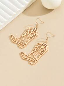 1 Pair Retro Vintage Western Cowboy Cowgirl Boot Earrings In 18k Gold, Silver, Coffee Color, Suitable For Women's Daily Wear, Holiday Gifts - Designed For Elegant And Charming Ladies