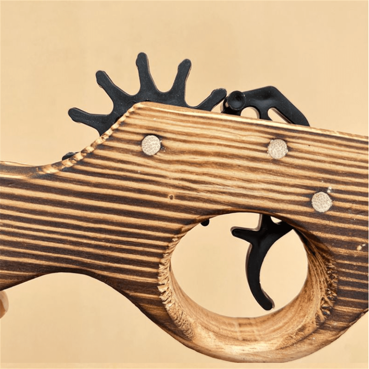 A Wooden Repeating Rubber Band Pistol Rubber Band No. 13 Small DoubleBarreled Wooden Gun Short
