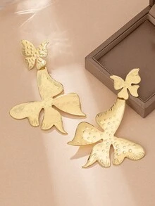 1pair Fashionable Butterfly Shape Exaggerated Dangle Earrings For Women'S Daily Wear - Yellow Gold - View 2