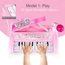 女孩子的第一個生日鋼琴玩具,嬰幼兒音樂鍵盤,22鍵,3-5歲孩童遊戲樂器帶麥克風 - 粉色 - 查看 4
