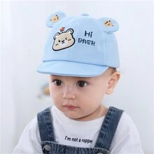 嬰兒帽子春秋新生兒男女嬰兒帽小月大可愛超萌遮陽帽棒球帽38-46cm 3-12個月 - 藍色 - 查看 3